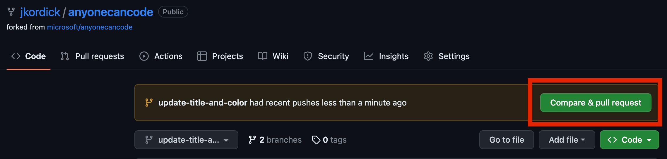 Compare & pull request