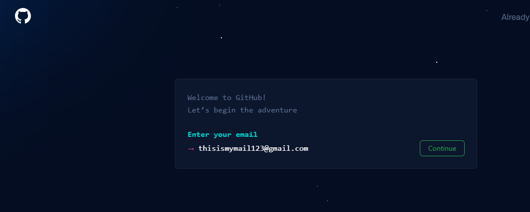 Enter your Email page