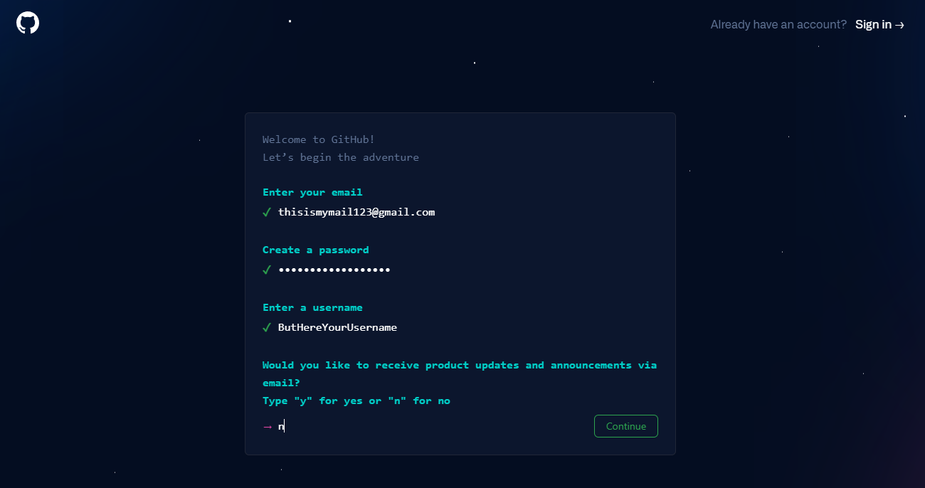 Announcement confirmation page